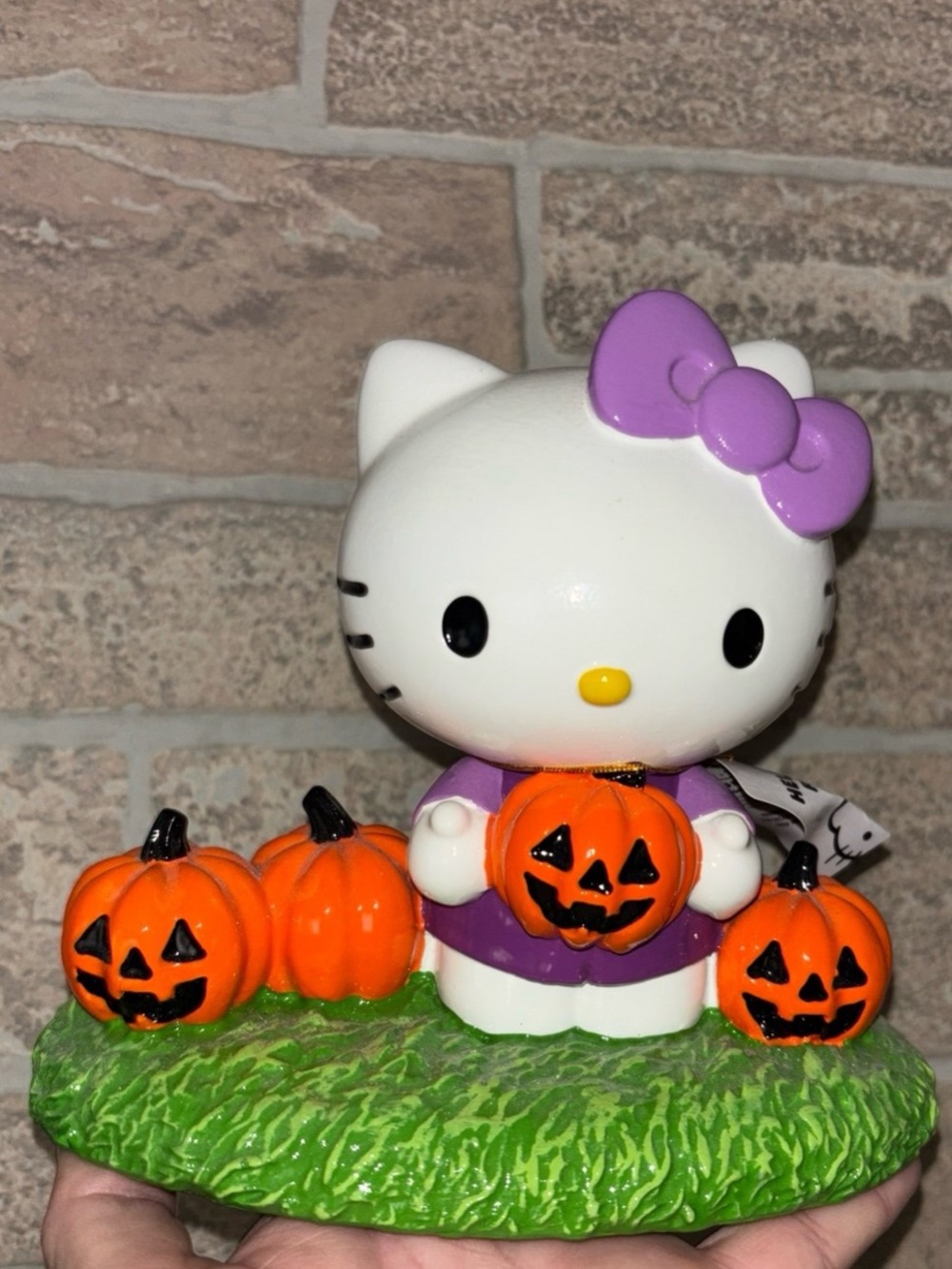 Hello Kitty Halloween Figure with Purple Bow & Orange Pumpkins